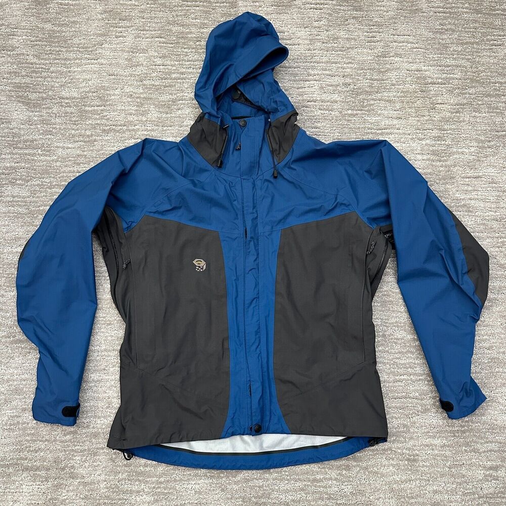 Mountain Hard Wear Jacket Womens M Blue Black Hooded Windbreaker Lightweight
